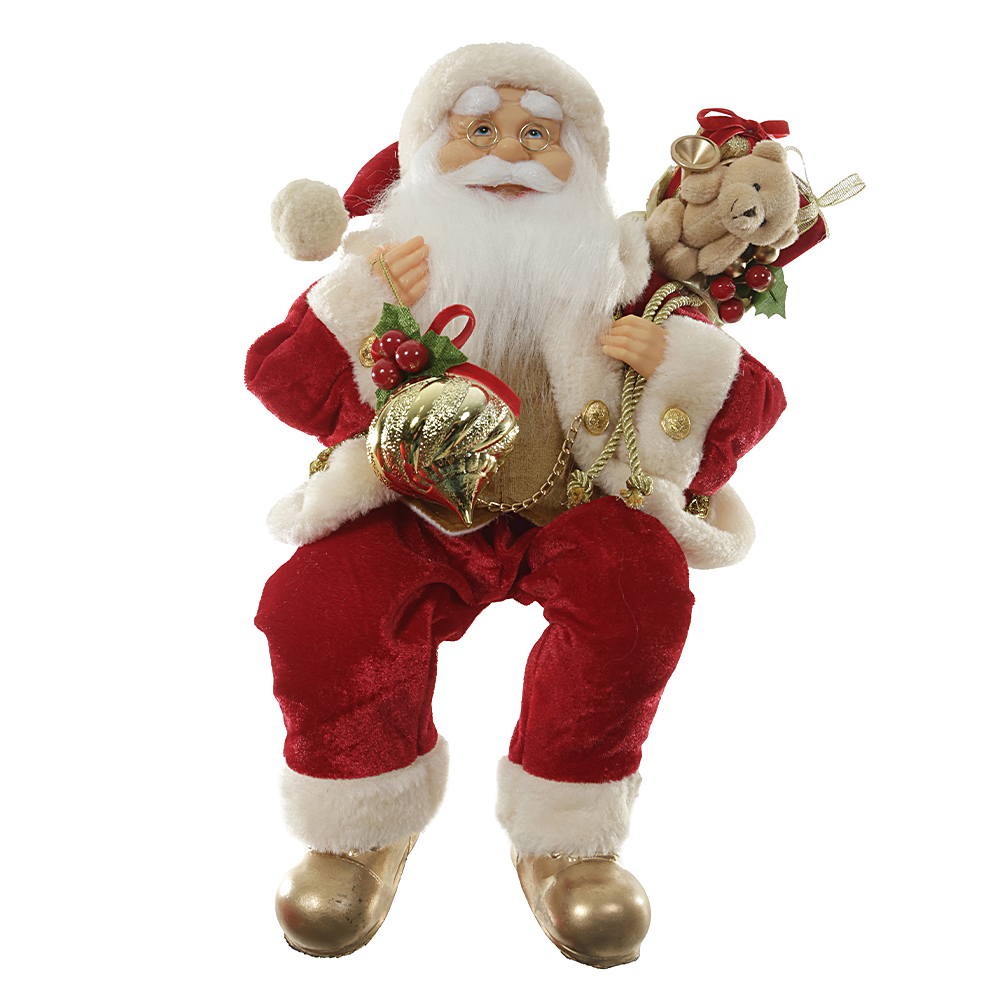 PAPAI NOEL NATAL SENTADO (VERMELHO DOURADO) 45cm