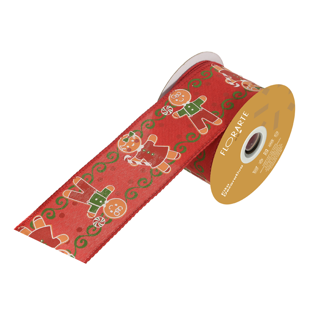 FITA ARAMADA LINHO C/COSTURA (VERMELHO VERDE) 6,3cmX9,14m