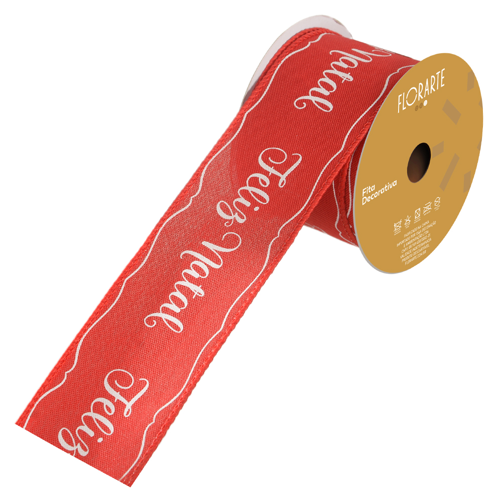 FITA ARAMADA VELUDO DUPLA FACE C/COSTURA (VERMELHO BRANCO) 6,3cmX9,14m