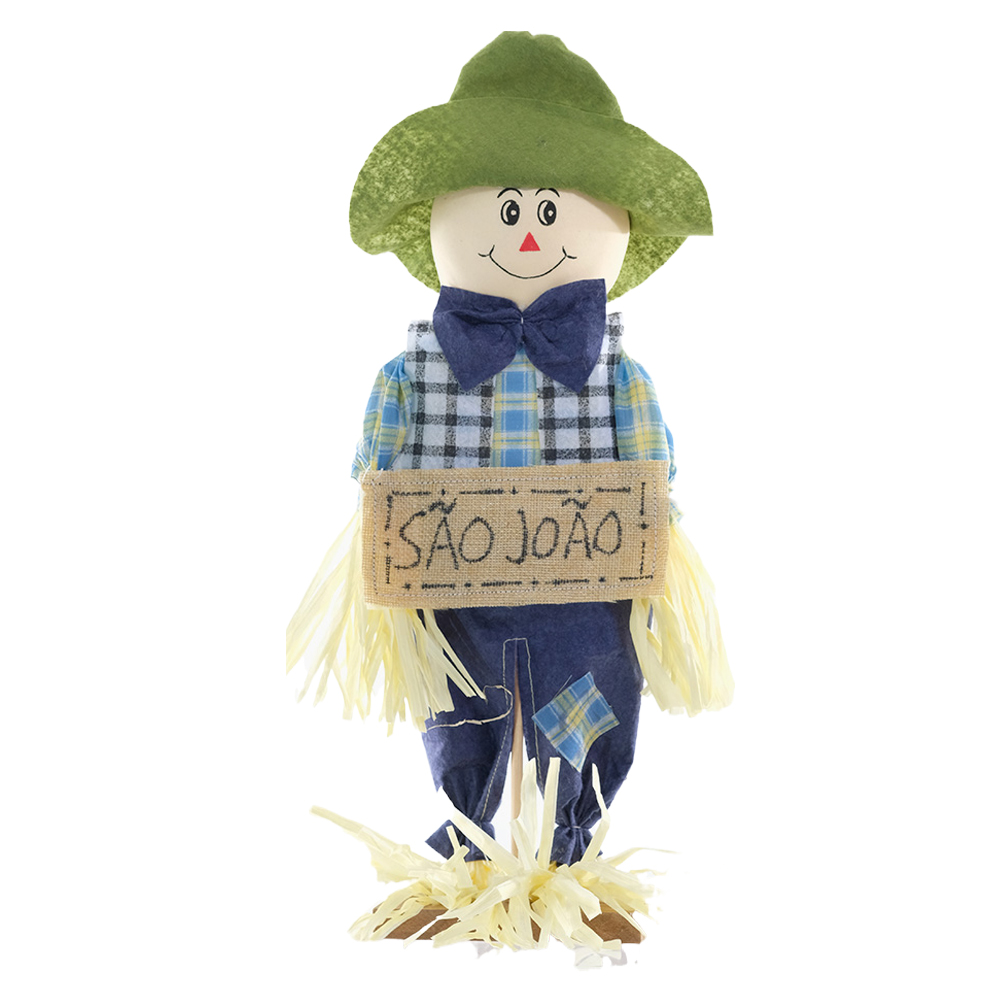 BONECO JUNINO PALHA (AZUL) 42CM (AZUL)