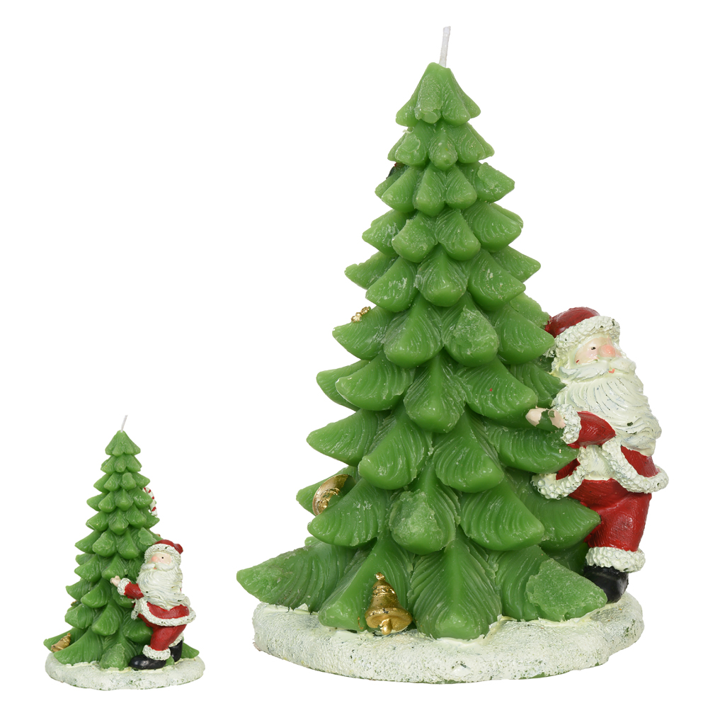 NATAL VELA  ARVORE C/PAPAI NOEL 17cm (VERDE)