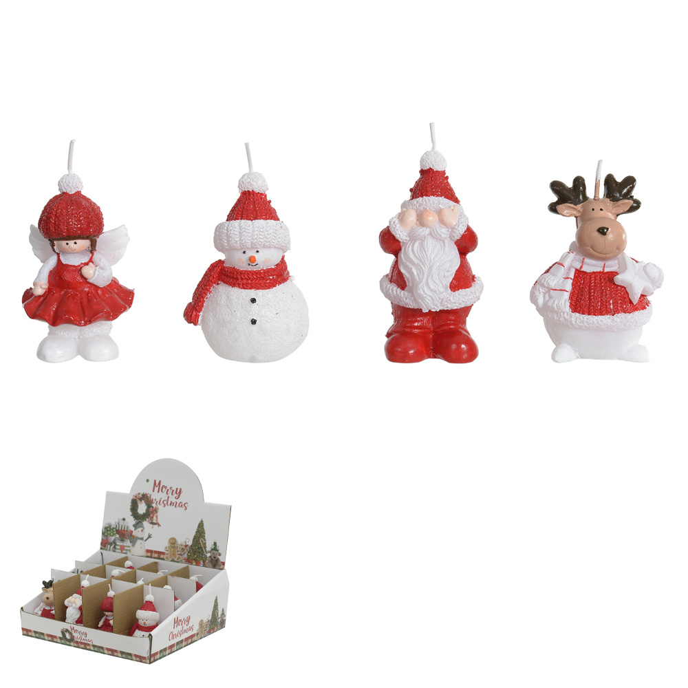 NATAL  VELA FIGURAS NATALINAS SORTIDO 8cm (VERMELHO BRANCO)
