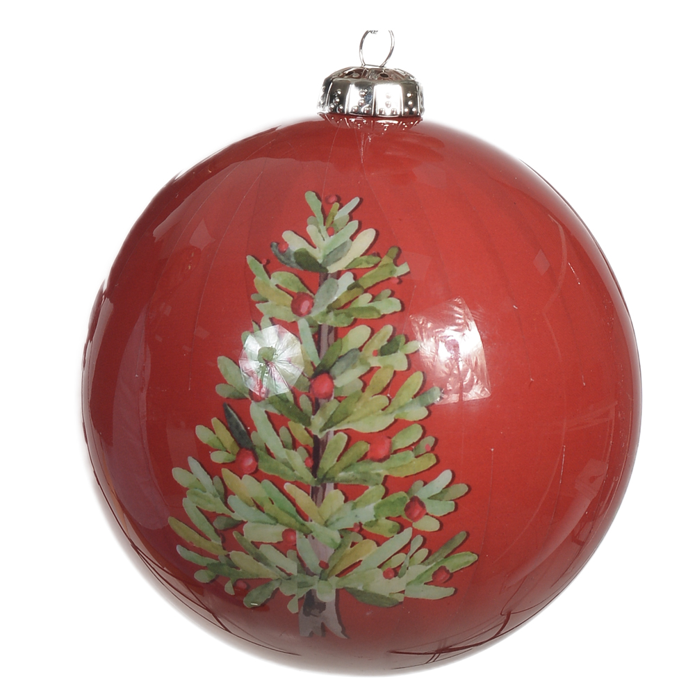 BOLA DECORADA PINHEIRINHO NATAL (VERMELHO) 10cm