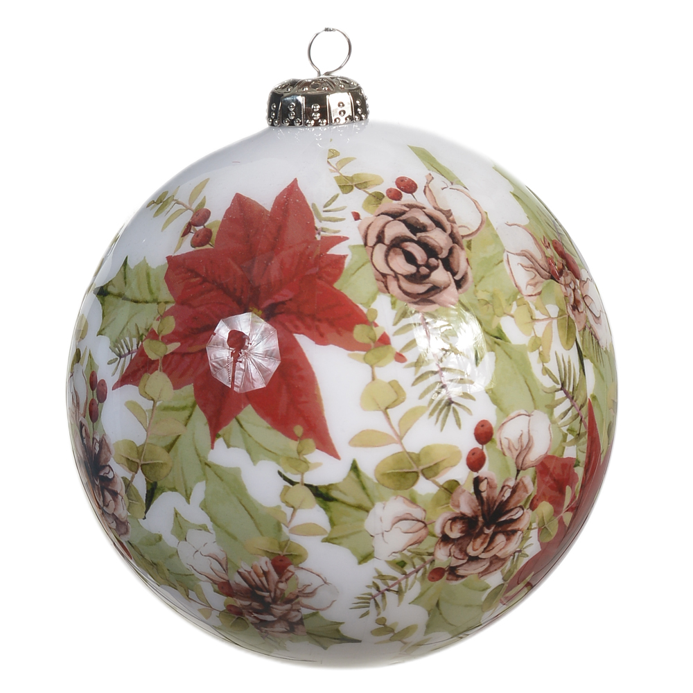 BOLA DECORADA PINHA NATAL (COLORIDO) 10cm