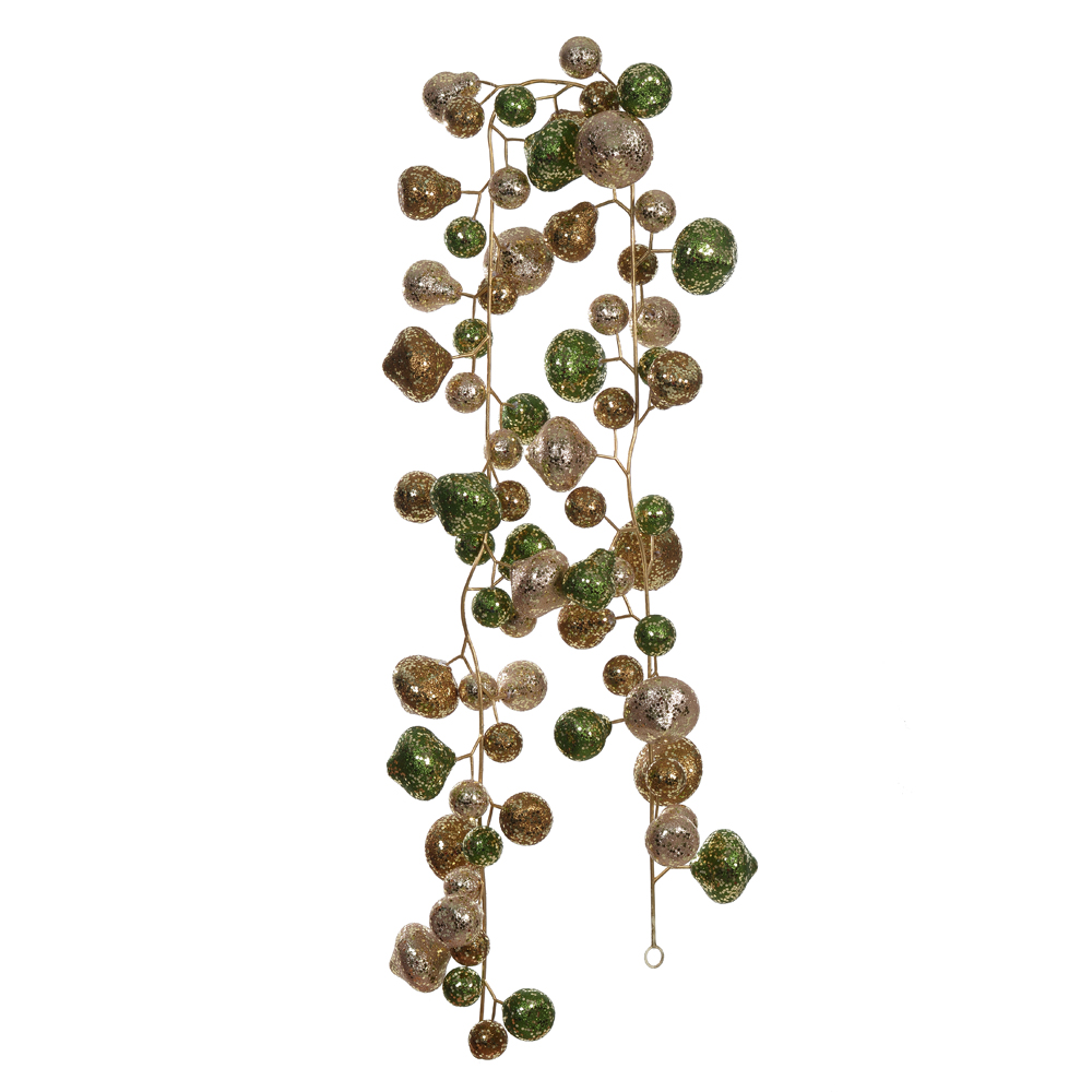 ENFEITE NATAL BOLAS CORDAO (DOURADO VERDE) 1,8m