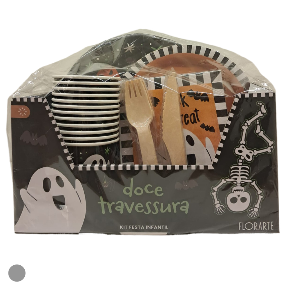 KIT FESTA HALLOWEEN TRAVESSURA 60PCS (PRETO)