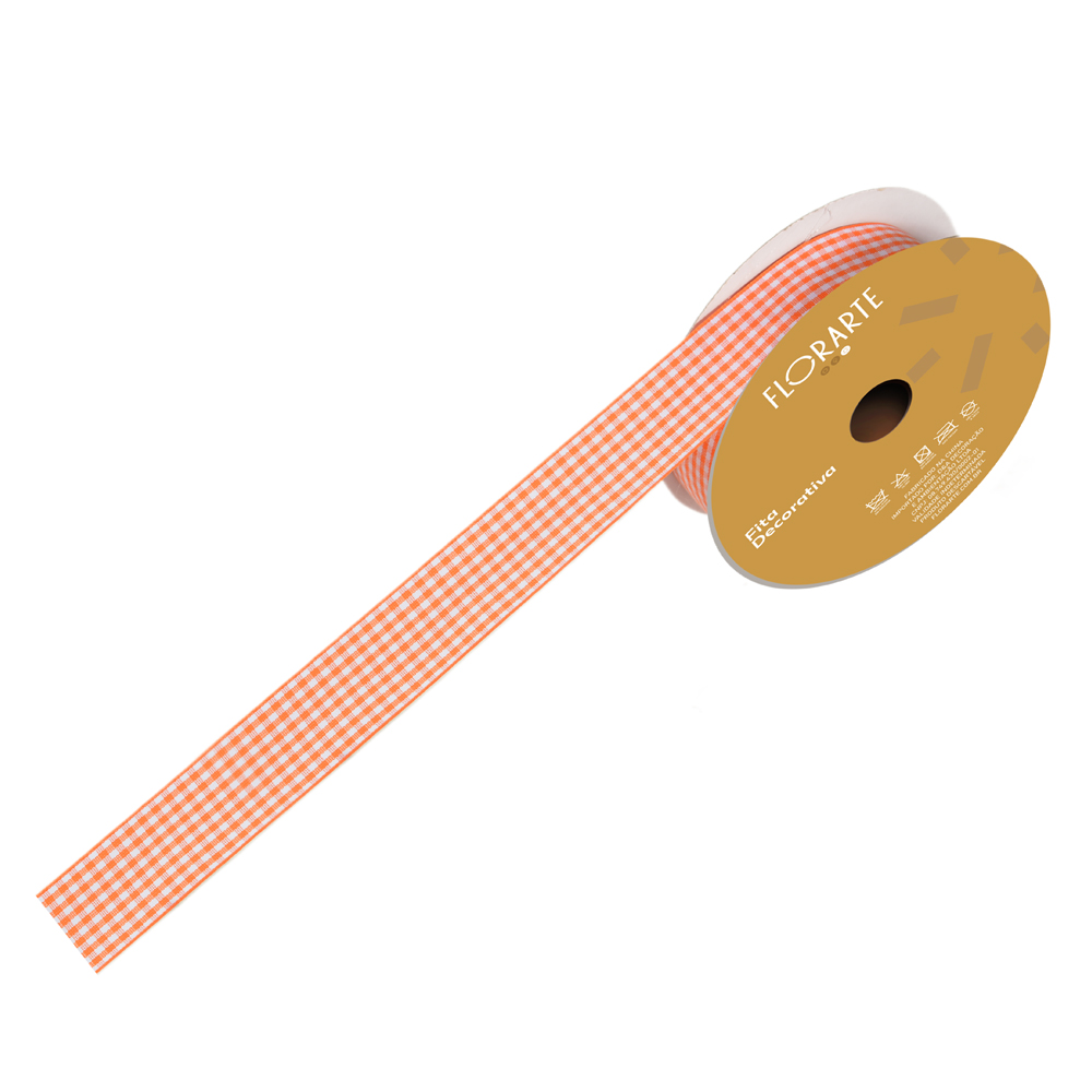 FITA DECORATIVA XADREZ (LARANJA) 2,5cmX9,14m