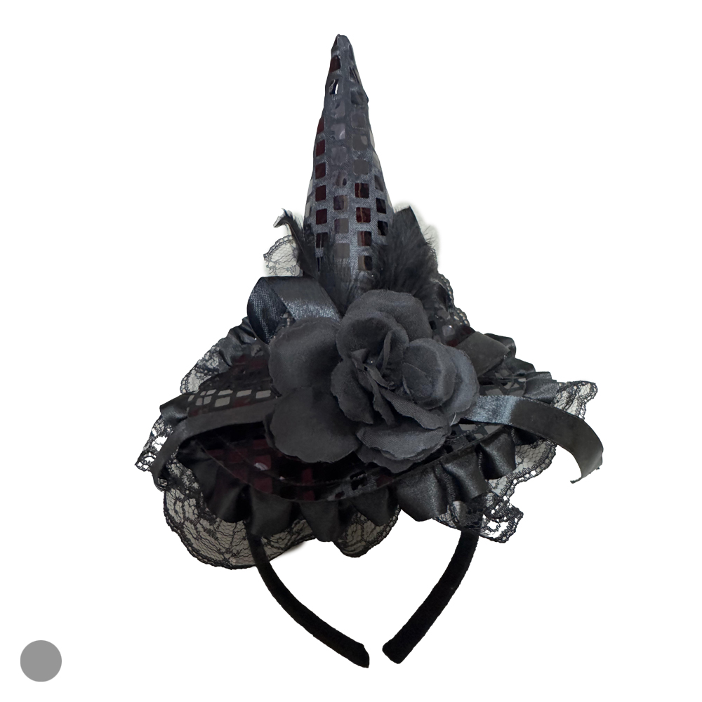 TIARA CHAPEU DE BRUXA (PRETO) 22cm