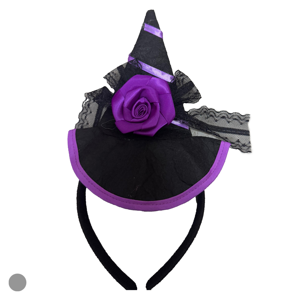 TIARA CHAPEU DE BRUXA C/FLOR (ROXO) 22cm