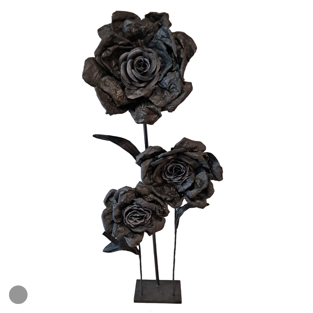 TRIO FLORES PAPEL DECORATIVA (PRETO) 1,32m
