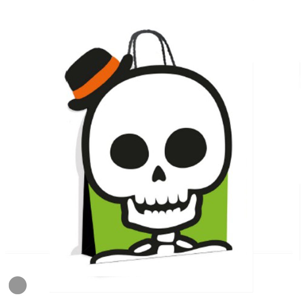 SACOLAS G PAPEL CAVEIRA TRAVESSURA (VERDE) 18X23X10cm