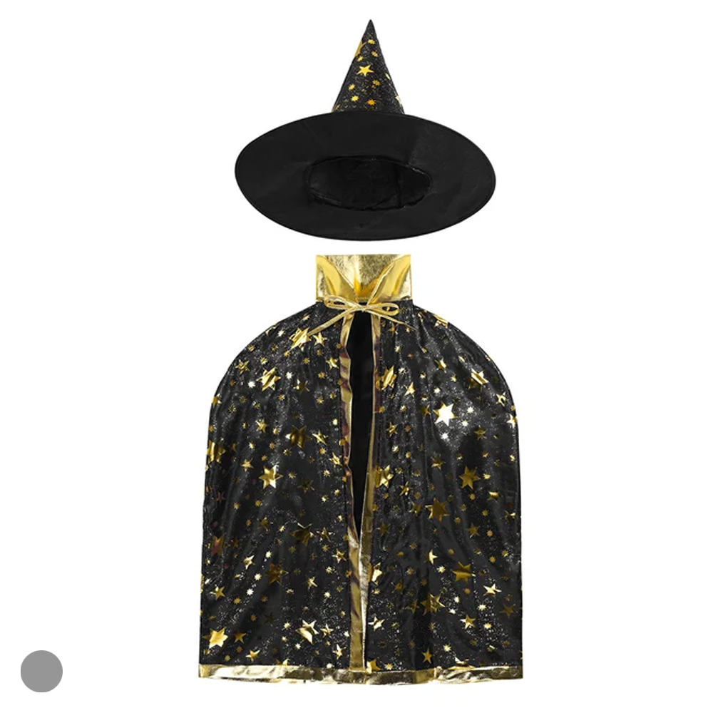 FANTASIA BRUXA KIT CAPA + CHAPEU PRETO (PRETO) 70cm
