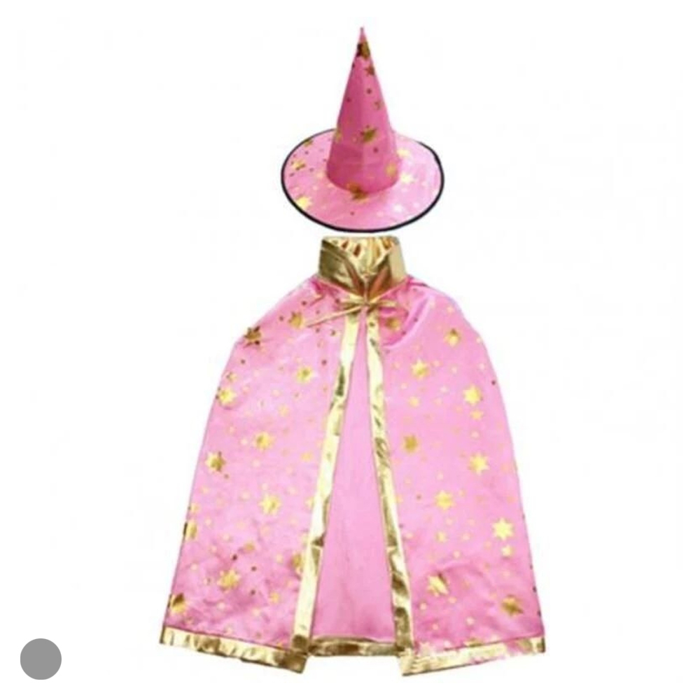 FANTASIA BRUXA KIT CAPA + CHAPEU PRETO (ROSA) 70cm