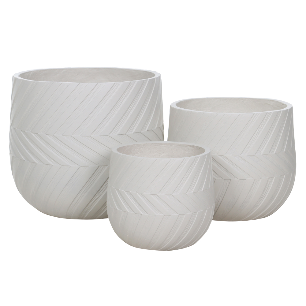 VASO FIBROCIMENTO C/3 UNI (OFF WHITE) 40cm