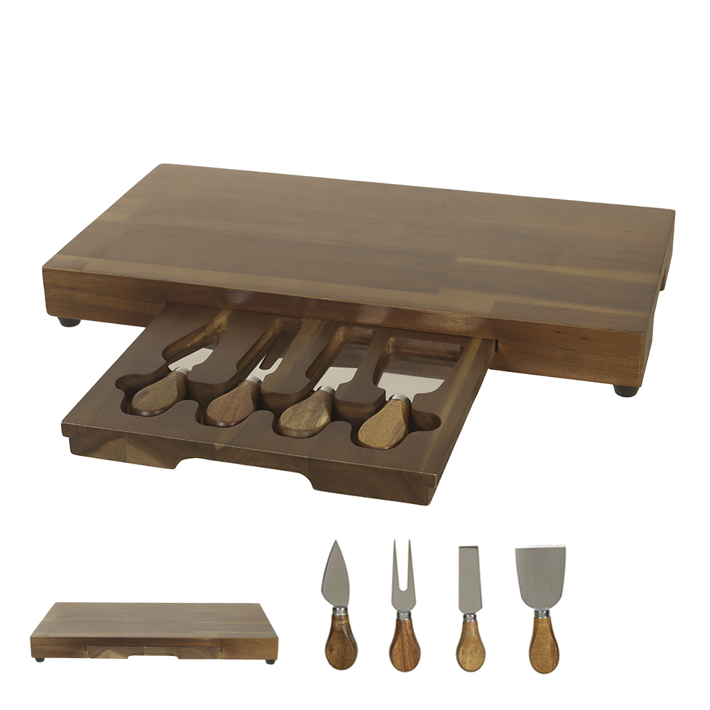 TABUA QUEIJO MD ACACIA 4,4X20X40cm C/5 PECAS (BEGE)