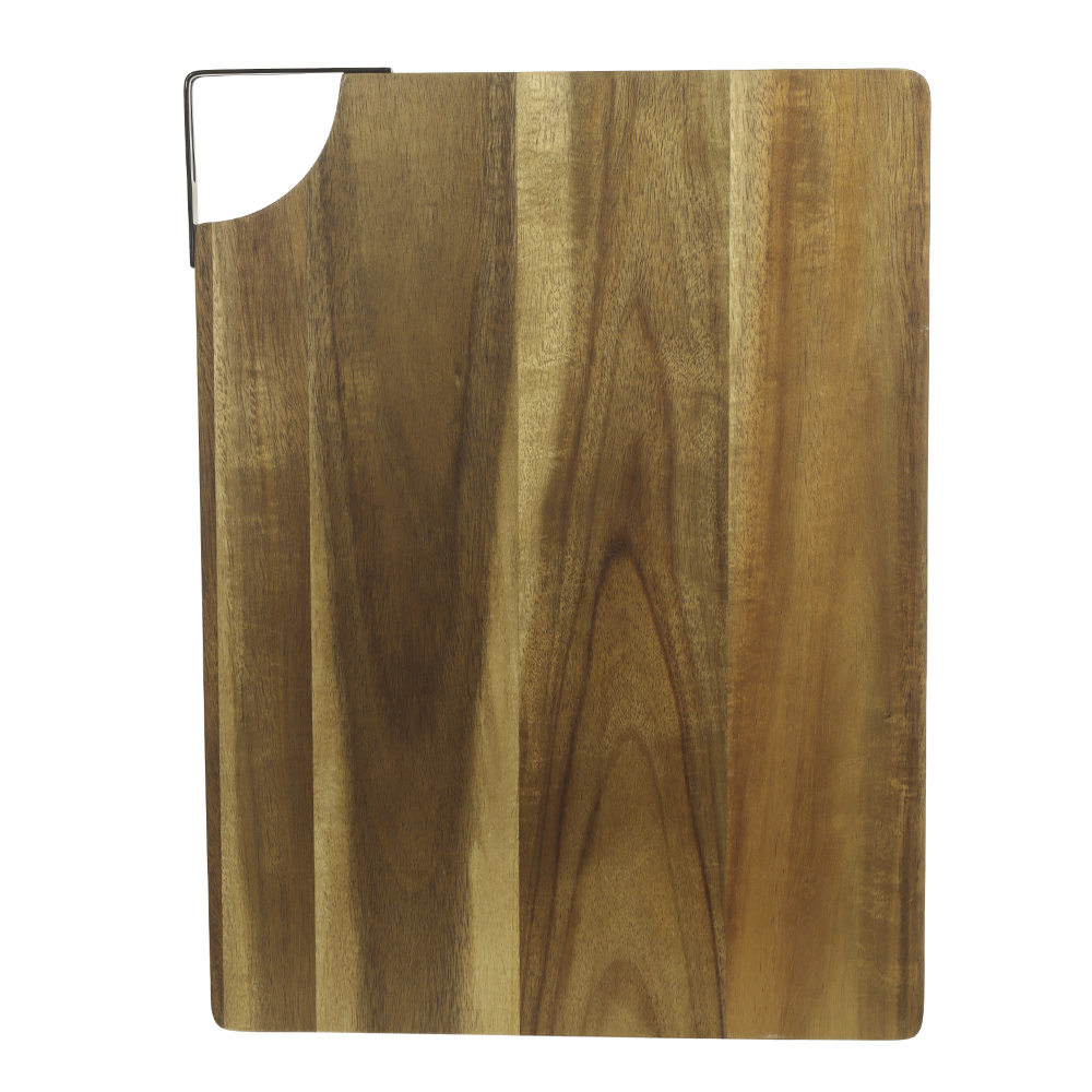 TABUA CORTE MD ACACIA 1,5X30X40cm TAM G C/ ALCA METAL RT (BEGE)