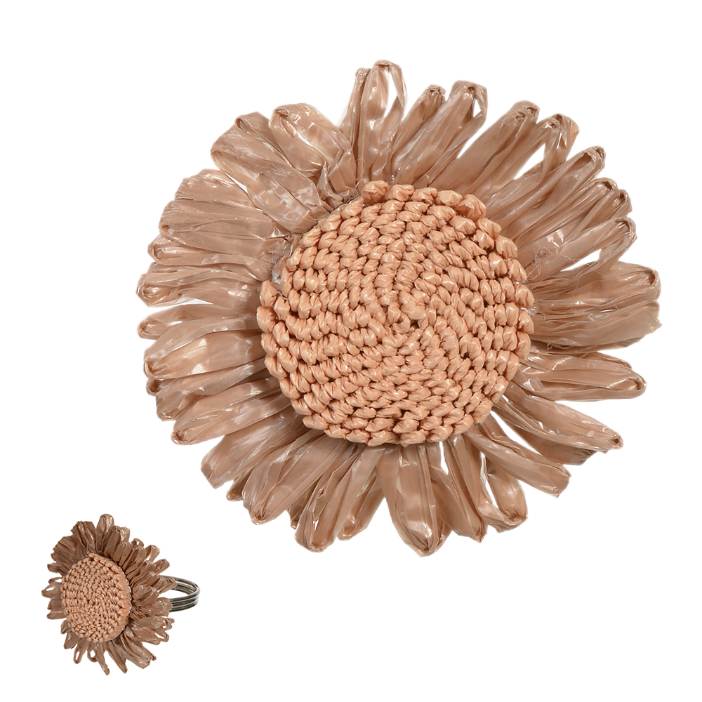 CJ PORTA GUARDANAPO FIB.PAPEL C/4 PECAS FLORA (BEGE)