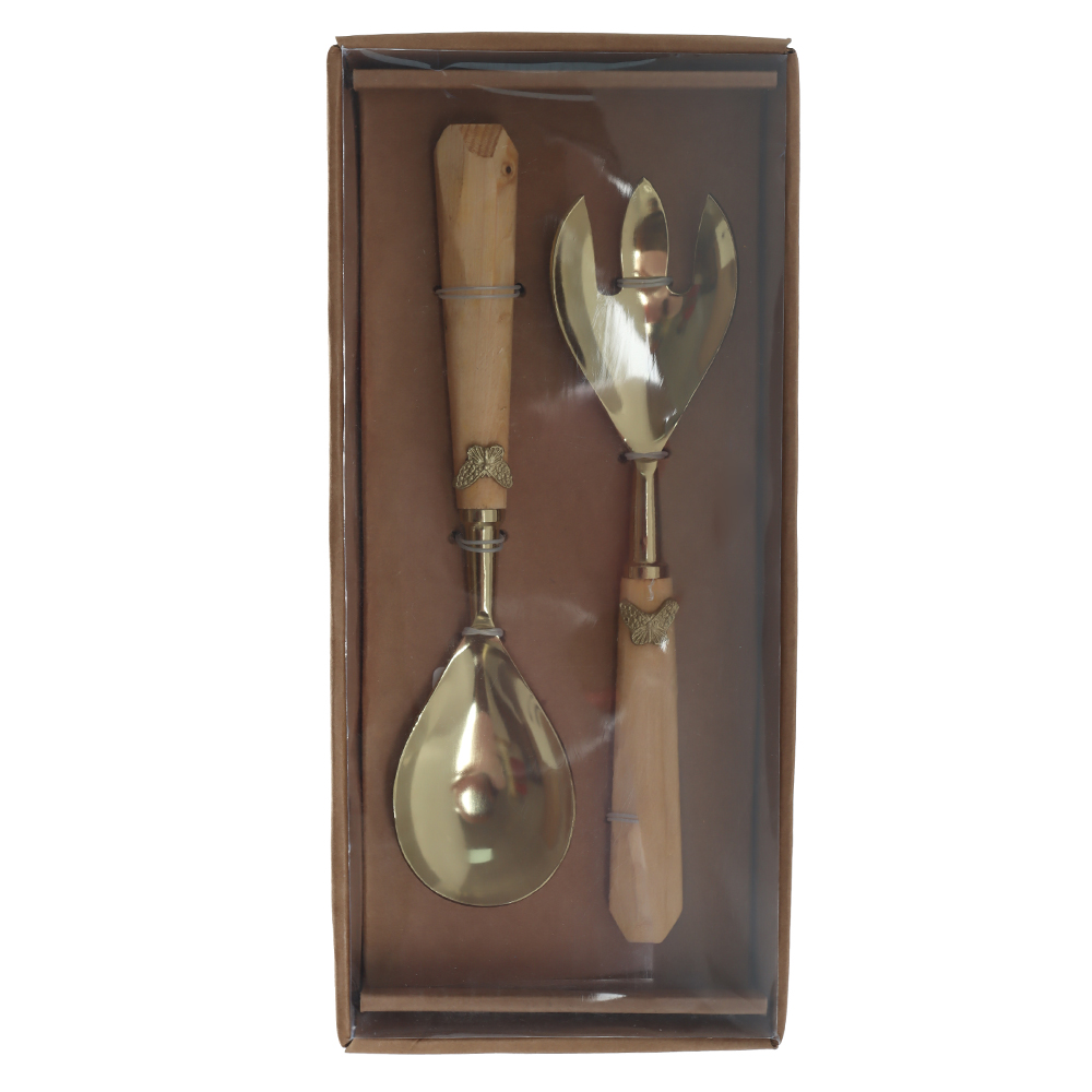 TALHERES DE SALADA ACO INOX 26,03cm C/2 PCS BORBOLETA (DOURADO)