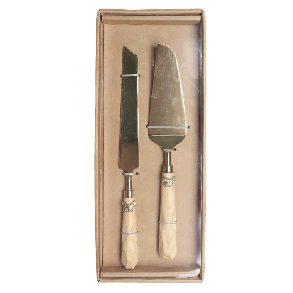 CJ FACAS PARA BOLO ACO INOX 30,48cm C/2 PCS BORBOLETA (DOURADO)