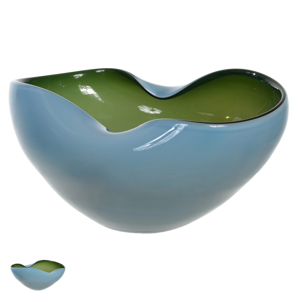 CENTRO DE MESA VIDRO (VERDE LEITOSO) 14X32X23,5cm