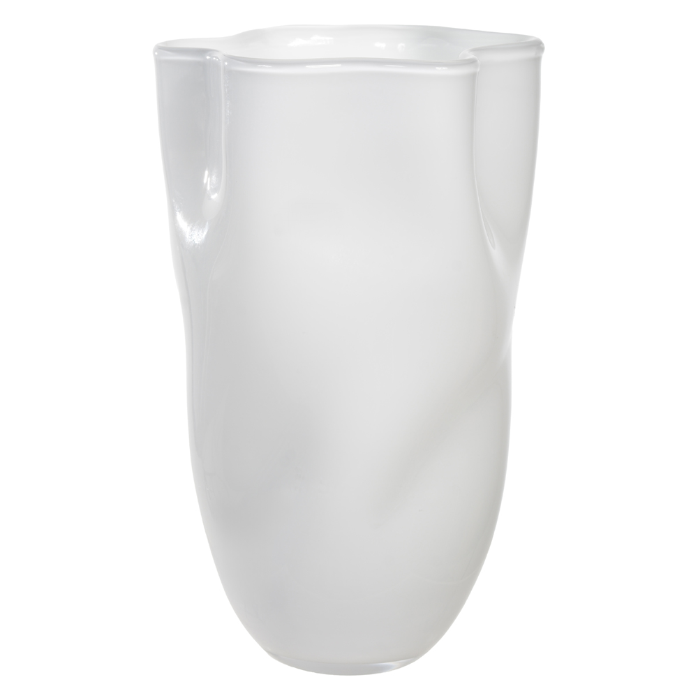 VASO DECORATIVO VIDRO (BRANCO LEITOSO) 36,5cm 21d