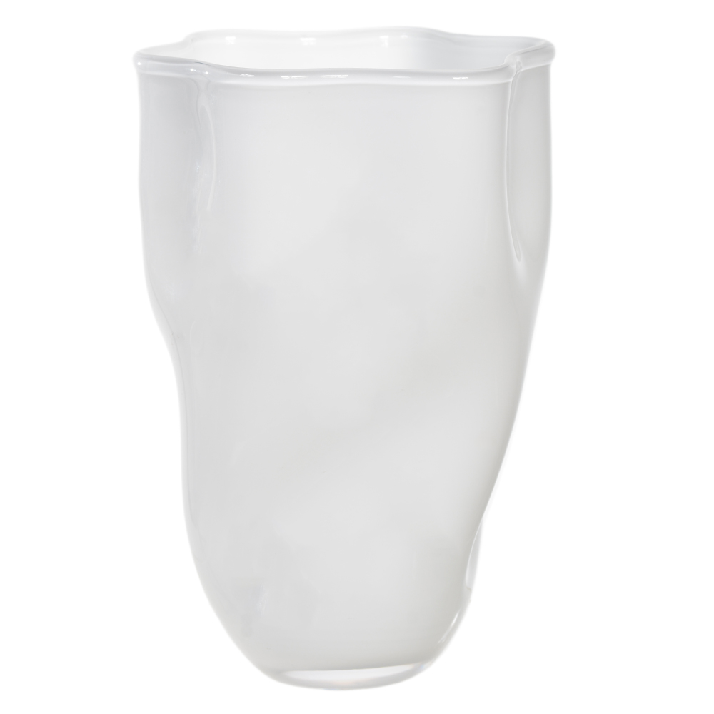 VASO DECORATIVO VIDRO (BRANCO LEITOSO) 29cm 18d
