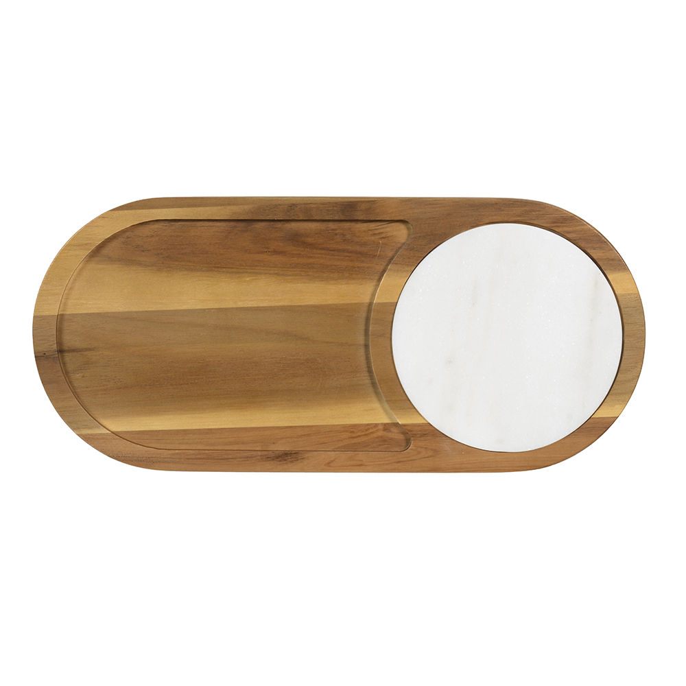 TABUA DE FRIOS MD ACACIA 1,5X18X41cm C/ MARMORE (BEGE)