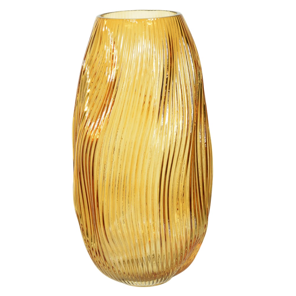 VASO DECOR VIDRO CANELADO (AMBAR) 33cm 17d
