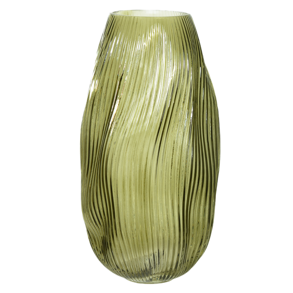 VASO DECOR VIDRO CANELADO (VERDE) 33cm 17d