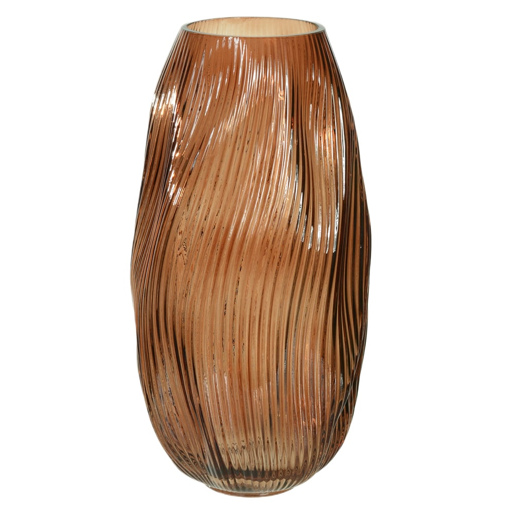 VASO DECOR VIDRO CANELADO (MARROM) 28,5cm 15d