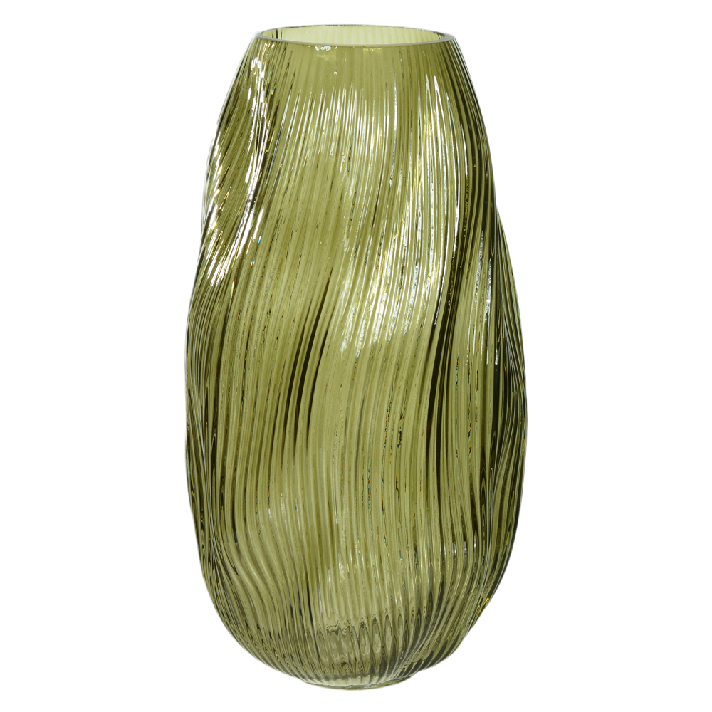 VASO DECOR VIDRO CANELADO (VERDE) 28,5cm 15d