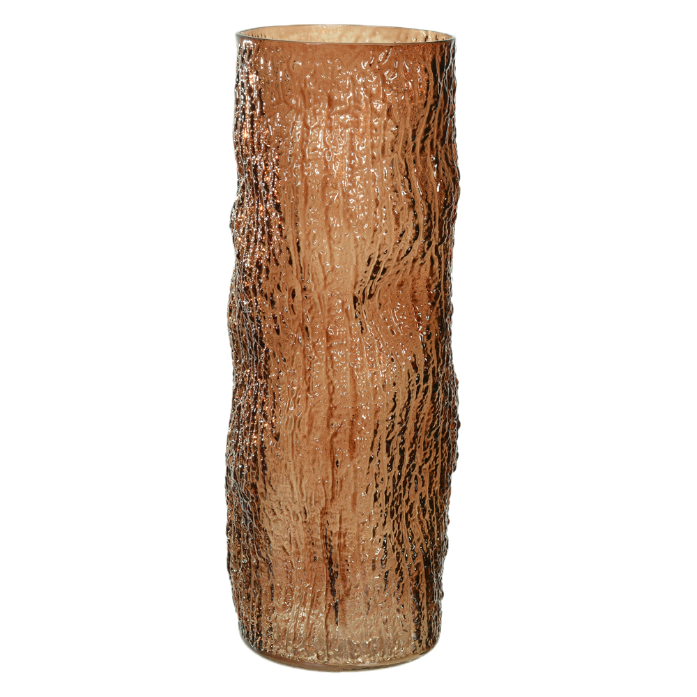 VASO DECOR VIDRO TEXTURIZADO (MARROM) 40cm 13,5d