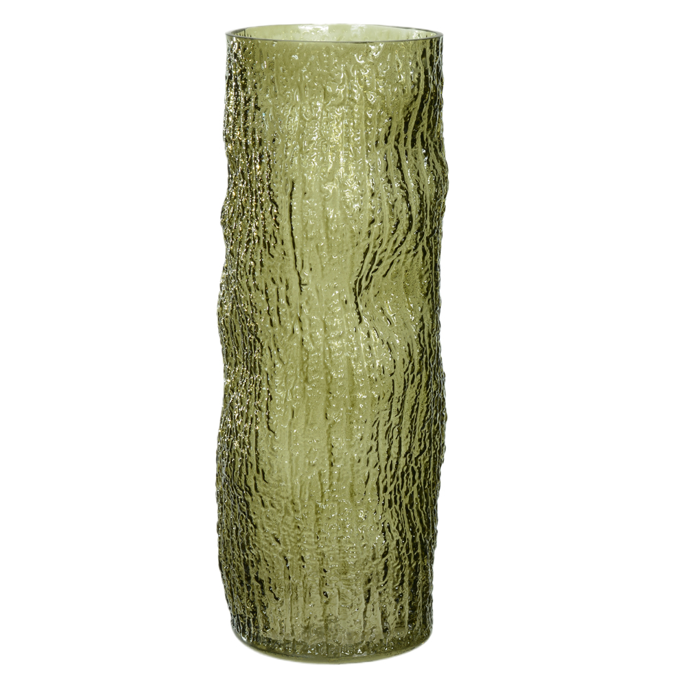 VASO DECOR VIDRO TEXTURIZADO (VERDE) 40cm 13,5d