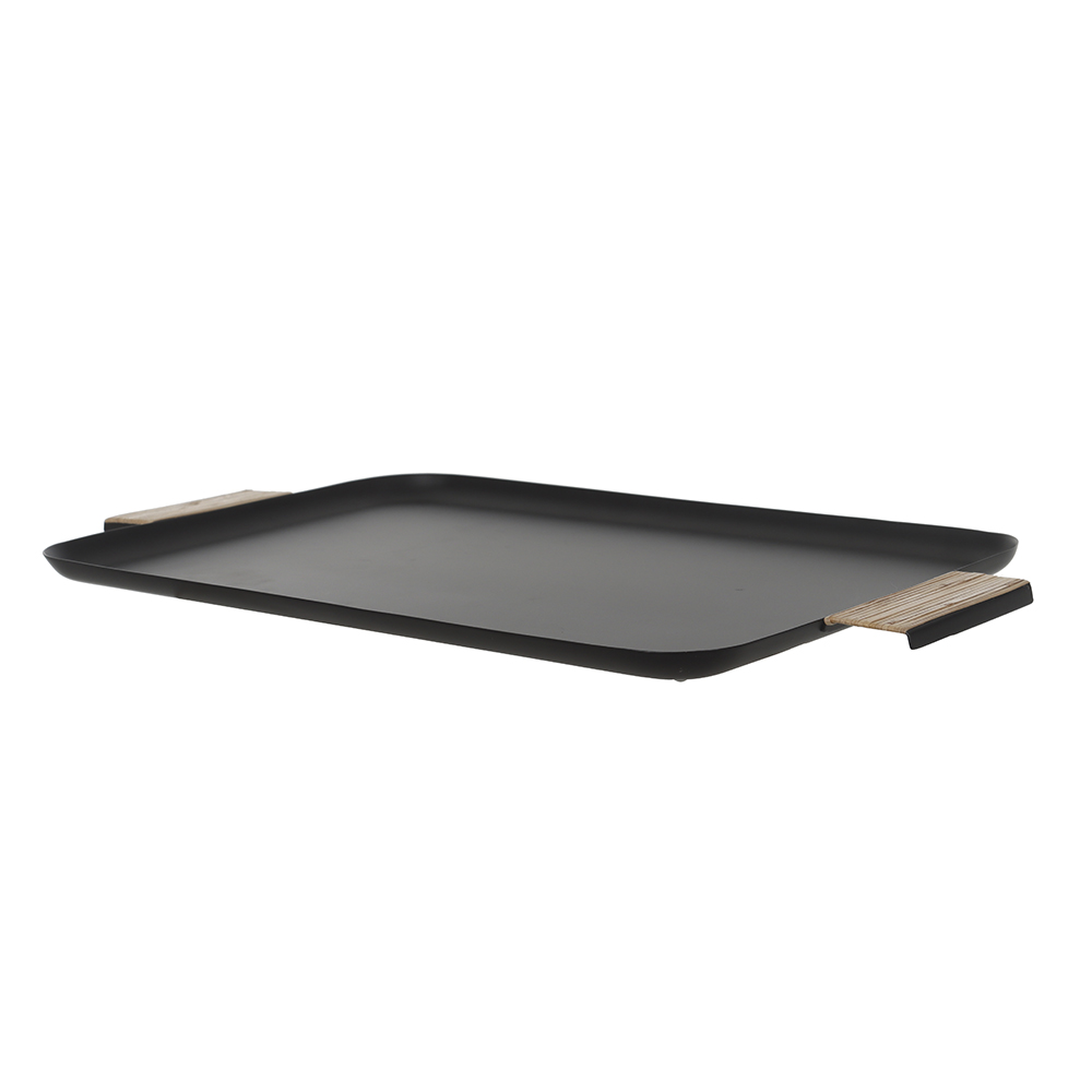 BANDEJA ACO INOX 3X28X48,5cm ACO INOX C/ RATTAN (PRETO)