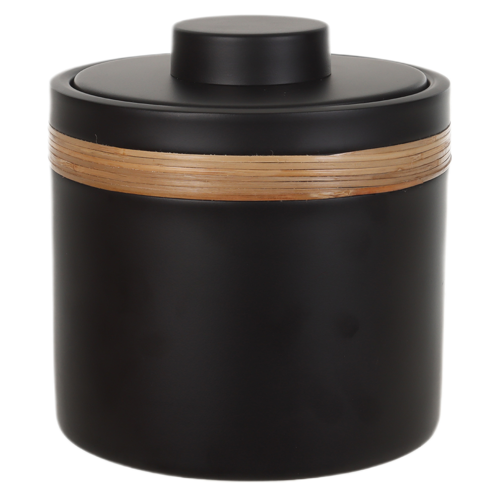 BALDE GELO ACO INOX 1850ml 17,5X15,5cm C/ RATTAN (PRETO)