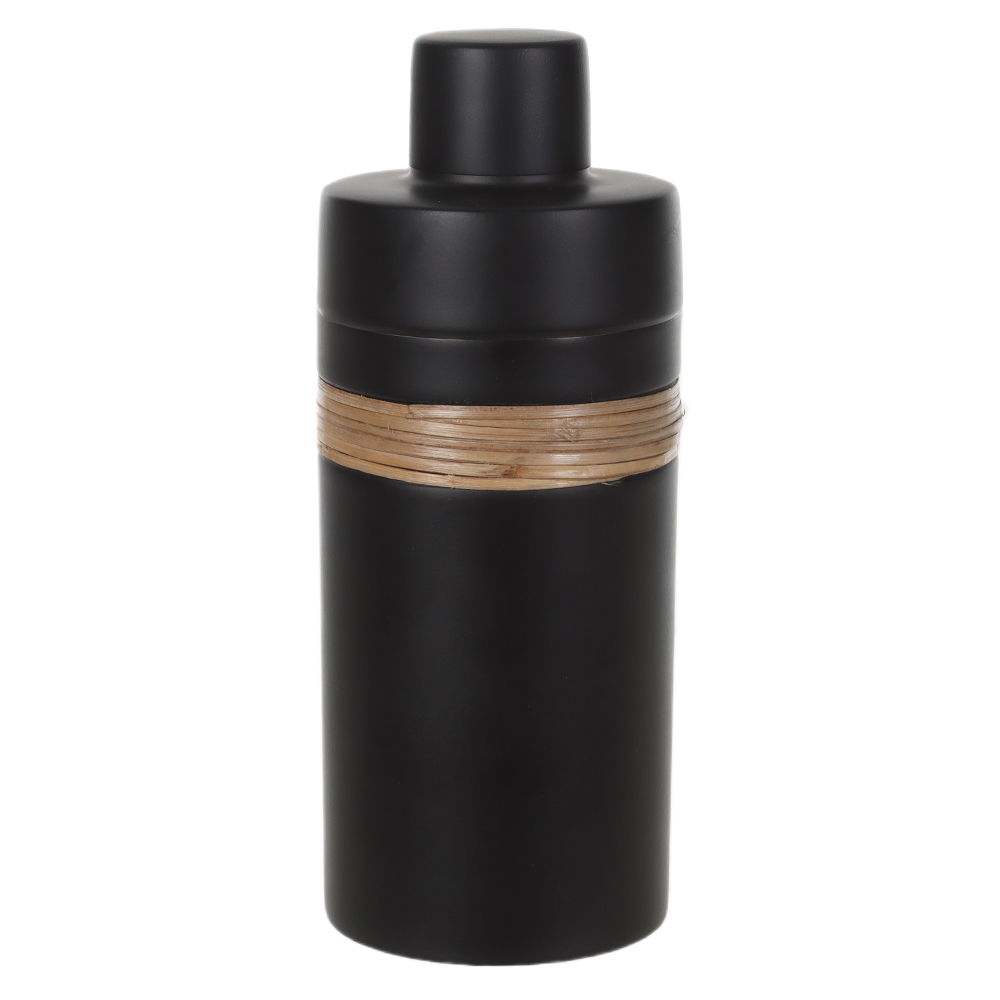 COQUETELEIRA ACO INOX 750ml 19,5X8cm ACO INOX C/ RATTAN (PRETO)