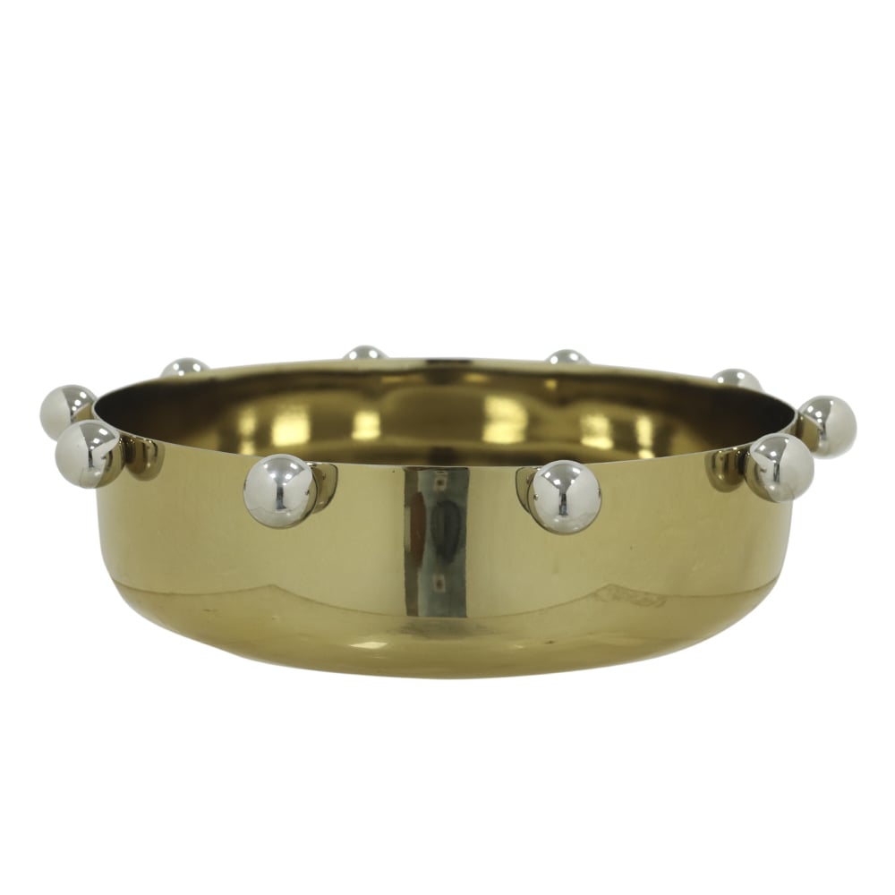 CENTRO DE MESA ACO INOX BALLS (DOURADO PRATA) 8cm 30,5d