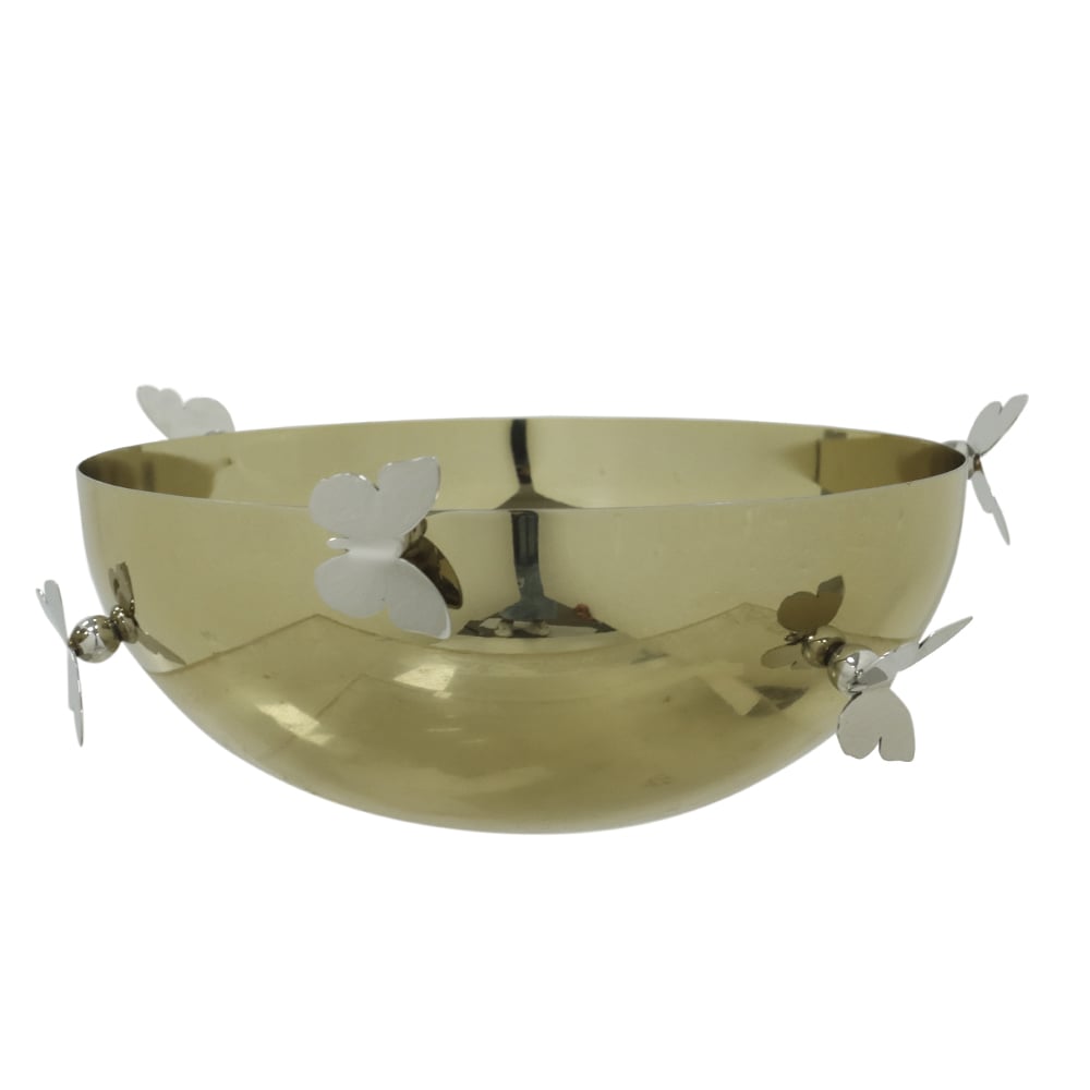 CENTRO DE MESA ACO INOX BORBOLETAS (DOURADO PRATA) 10,5cm 23d