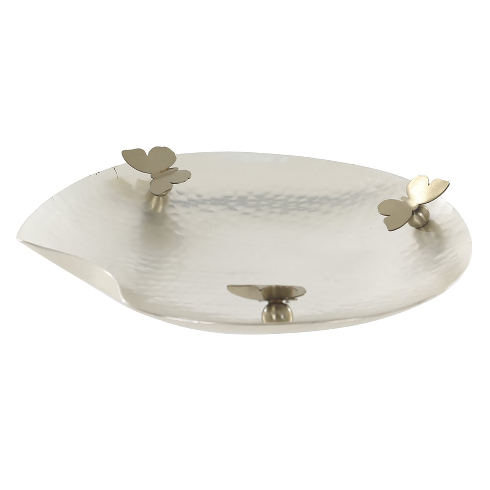 CENTRO DE MESA ACO INOX BORBOLETAS (DOURADO PRATA) 4,5cm 20,5d