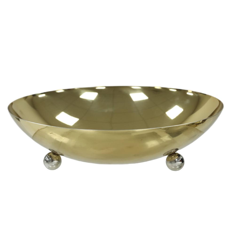 CENTRO DE MESA ACO INOX BALLS COM PE (DOURADO PRATA) 9cm 27,5d