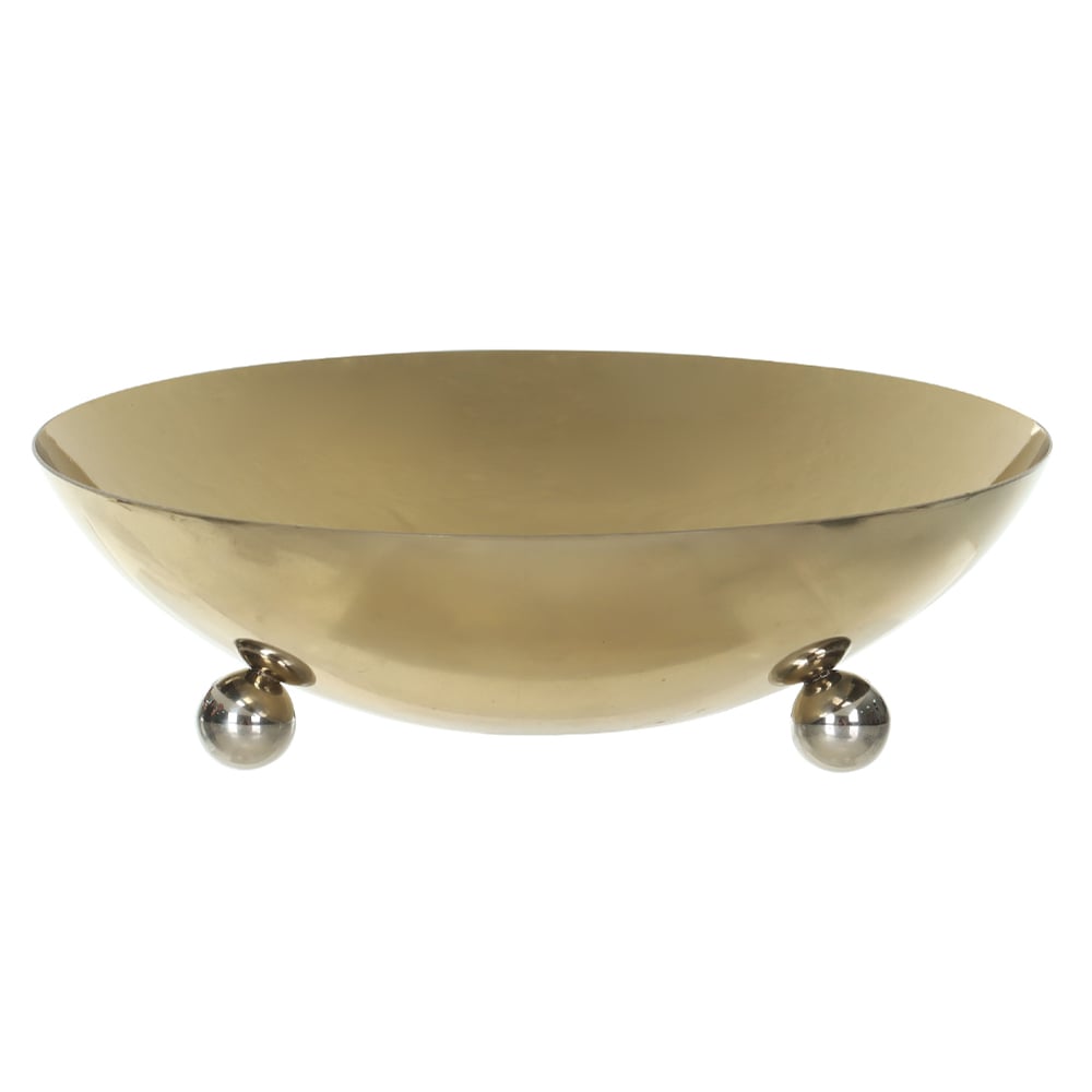 CENTRO DE MESA ACO INOX BALLS COM PE (DOURADO PRATA) 8cm 20d