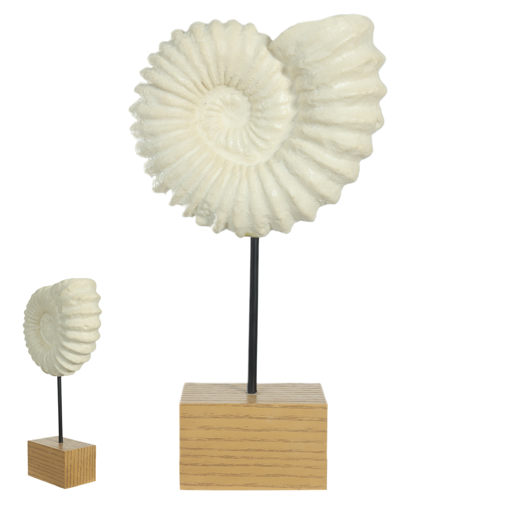 ESCULTURA DECORATIVA POLIRESINA CONCHA (BRANCO MADEIRA) 38X21,5X8cm