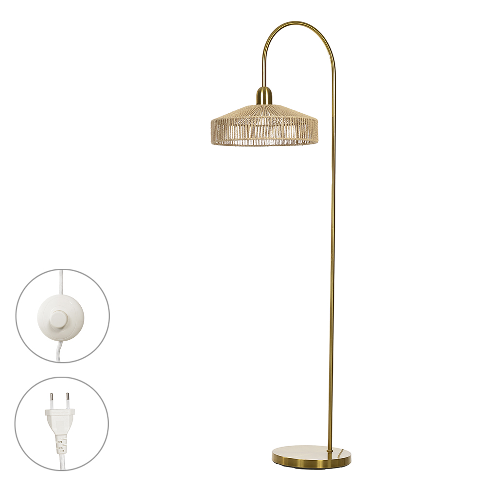LUMINARIA DE CHAO METAL E FIBRA DE PAPEL BIVOLT (DOURADO) 1,65mX59cm 38d