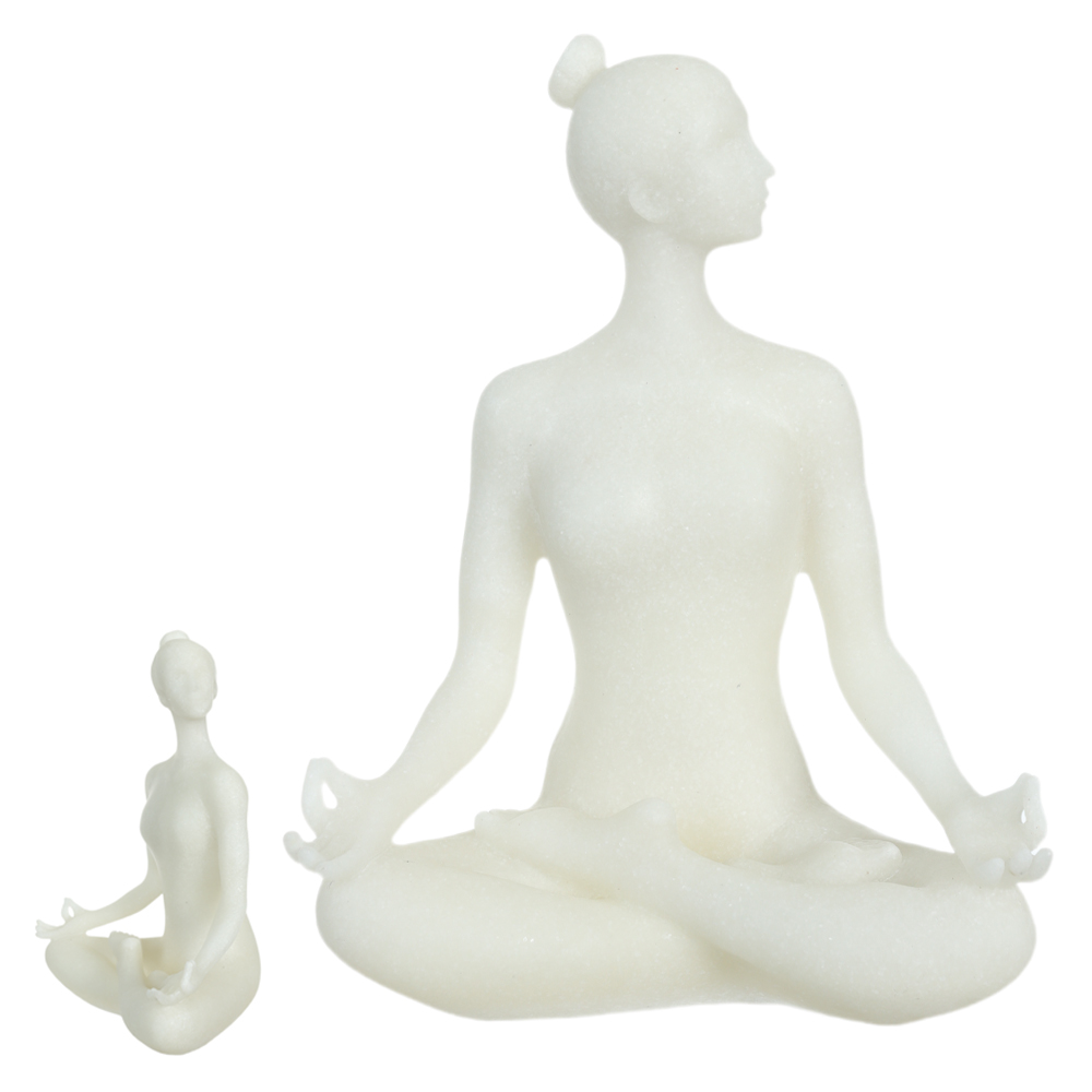 ESCULTURA DECORATIVA POLIRESINA MULHER YOGA (OFF WHITE) 22,5X17,5X10,5cm