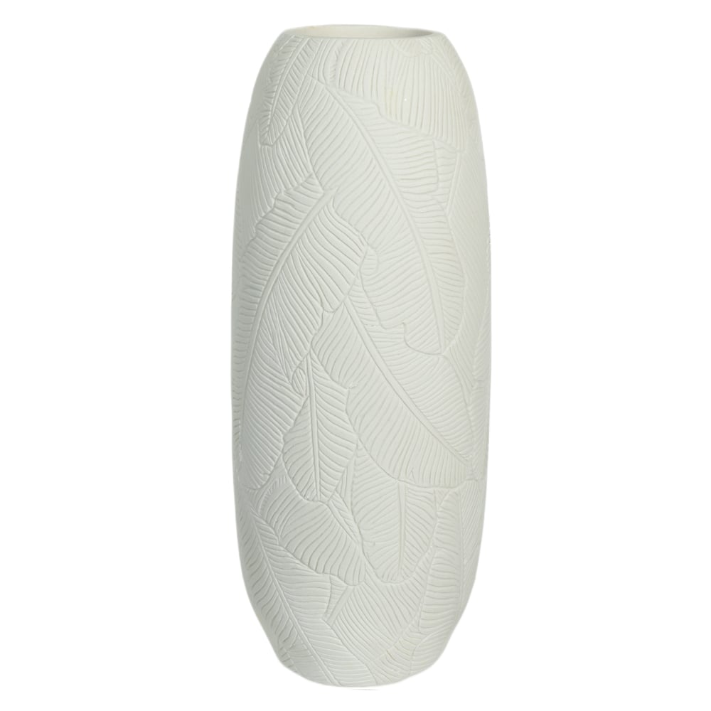 VASO DECORATIVO POLIRESINA FOLHAS (OFF WHITE) 35,7cm 14,8d