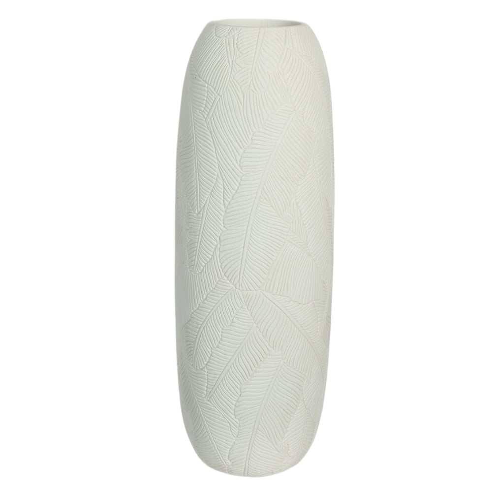 VASO DECORATIVO POLIRESINA FOLHAS (OFF WHITE) 46cm 15,5d