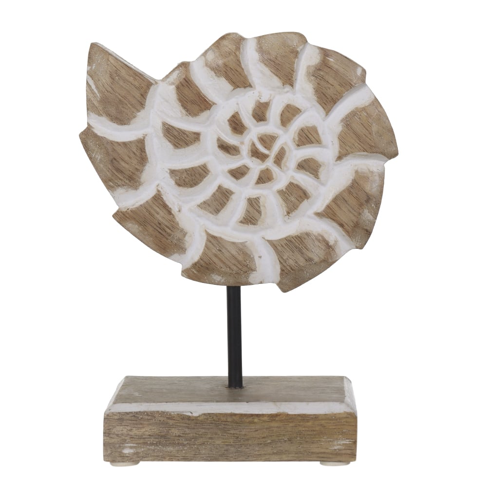ESCULTURA DECORATIVA MADEIRA CONCHA (BEGE) 16,5X12,5X5cm