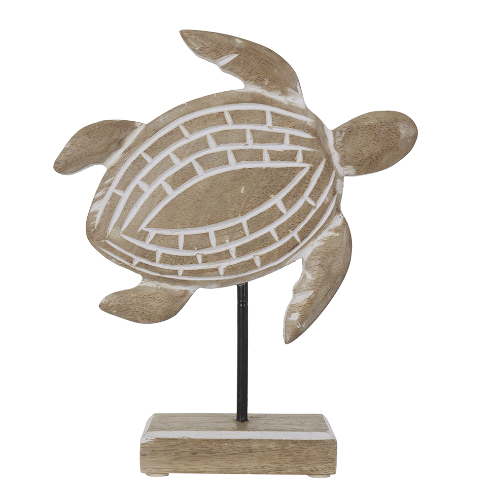 ESCULTURA DECORATIVA MADEIRA TARTARUGA (BEGE) 23X18,5X5cm