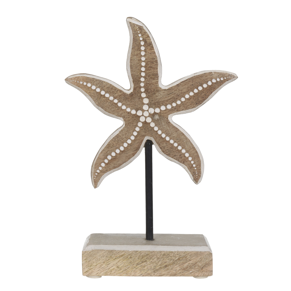 ESCULTURA DECORATIVA MADEIRA ESTRELA (BEGE) 20X13X5cm