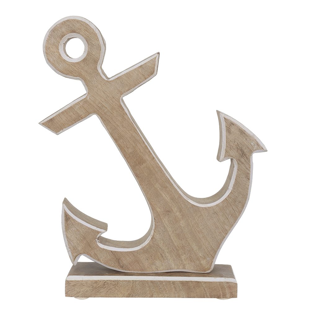 ESCULTURA DECORATIVA MADEIRA ANCORA (BEGE) 23,5X19X5cm
